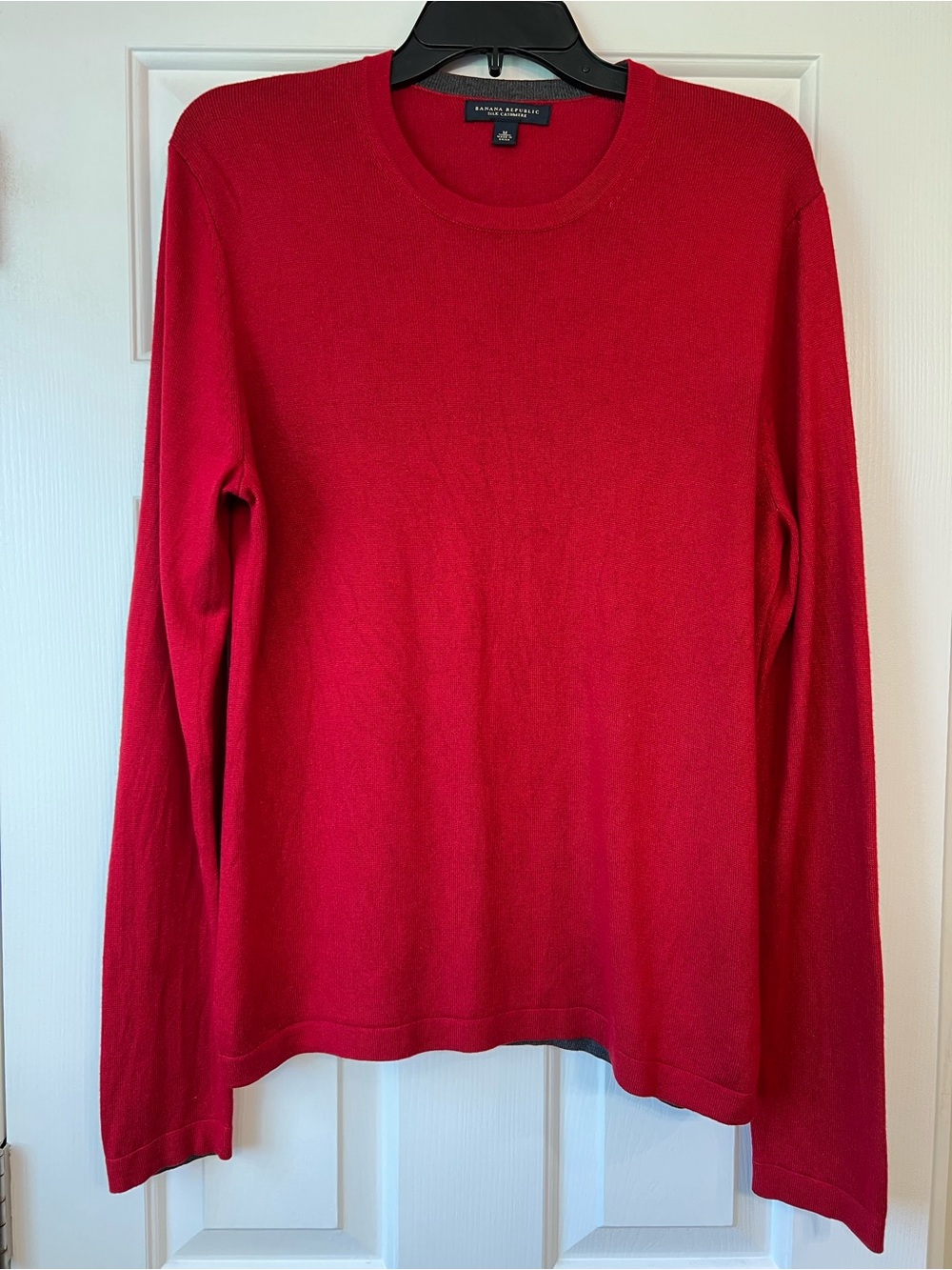 Banana Republic Mens' Silk Cashmere Red Long-Sleeve Crewneck Sweater Medium